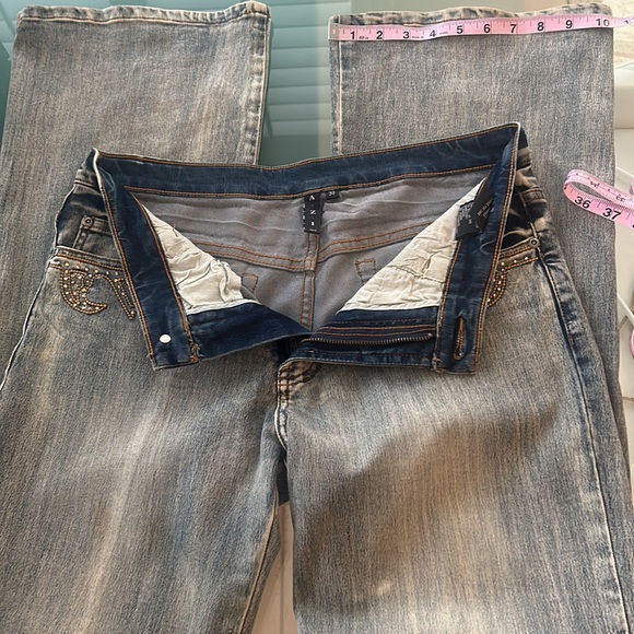 AZI Nordstrom Jeans Embellished Sparkle Bling Western Country Wide Leg sz 30 EUC - Picture 7 of 17